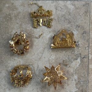 Danbury Mint Gold Christmas Ornaments Set